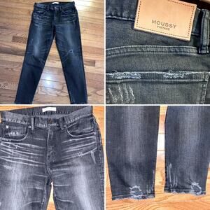 Moussy Vintage Saab Co Ltd Mid Rise Distressed Black Jeans 28 EUC